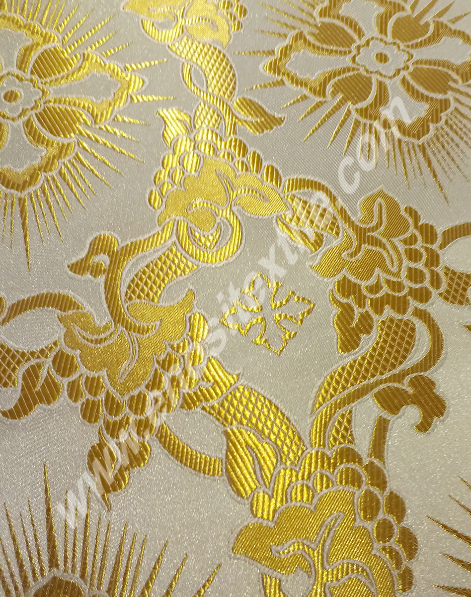 KL-003 White-Gold Brocade Fabrics